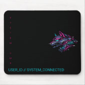 :: SYSTEM_GMR Cyber Wolf Neon Glitch Gamer Muismat (Voorkant)