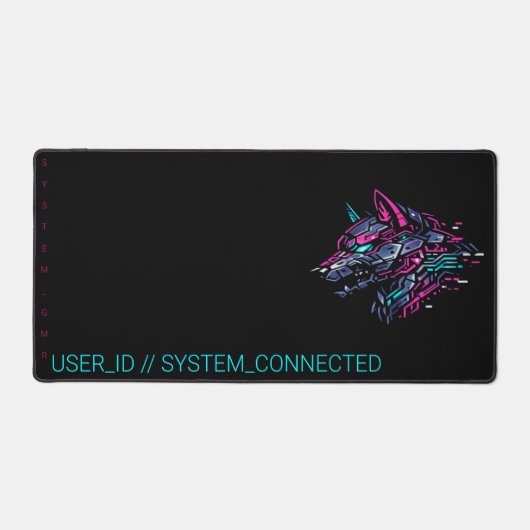 SYSTEM_GMR Cyber Wolf Neon Glitch Gaming Bureaumat (Voorkant)