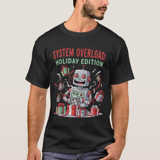 System Overload Holiday Edition Funny Robot Christ T-shirt (Voorkant)