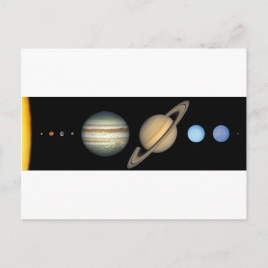 Système solaire à l'échelle - Schaal zonnestelsel Briefkaart (Voorkant)