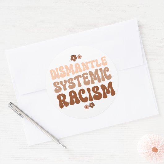 Systemisch racisme ontmantelen ronde sticker (Envelop)