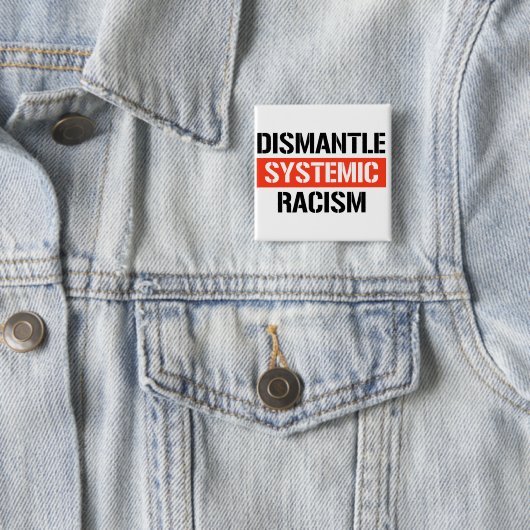 Systemisch racisme ontmantelen vierkante button 5,1 cm (In situ)