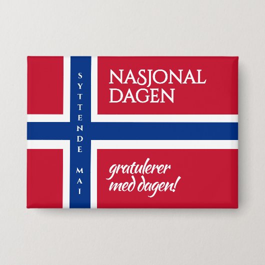 Syttende Mai 17 mei Noorse vlag op nationale feest Button (Voorkant)