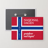 Syttende Mai 17 mei Noorse vlag op nationale feest Button (Voorkant / Achterkant)