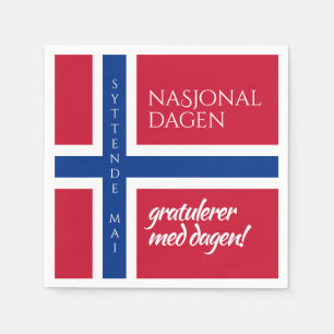 Syttende Mai 17 mei Noorse vlag op nationale feest Servet