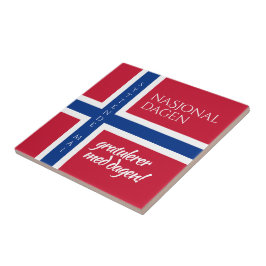 Syttende Mai 17 mei Noorse vlag op nationale feest Tegeltje