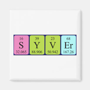 Syver periodieke table name magnet