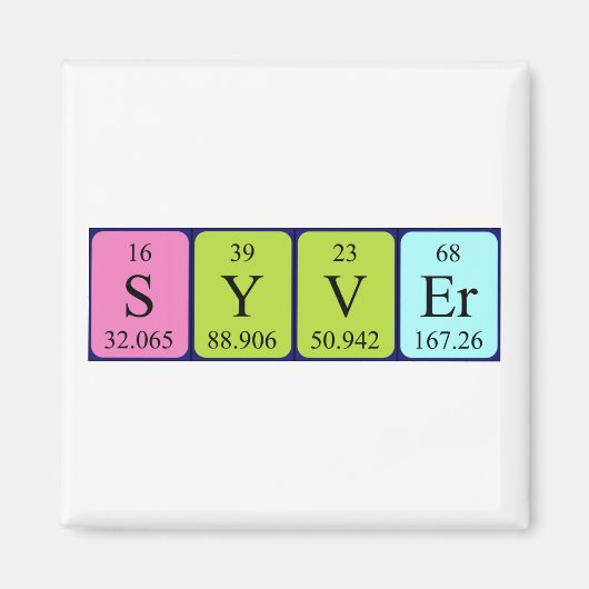 Syver periodieke table name magnet (Voorkant)