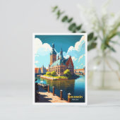 Szczecin Polen Art Vintage Travel Illustration Briefkaart (Staand voorkant)