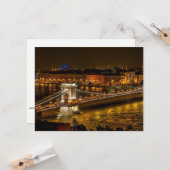 Szechenyi Chain Bridge, Boedapest, Hongarije Kaart (Voorkant / Achterkant in situ)