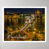 Szechenyi Chain Bridge Budapest, Hongarije Poster (Voorkant)