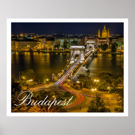 Szechenyi Chain Bridge Budapest, Hongarije Poster (Voorkant)