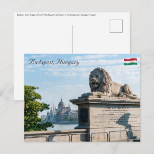 Szechenyi Chain Bridge en parlement van Boedapest Briefkaart