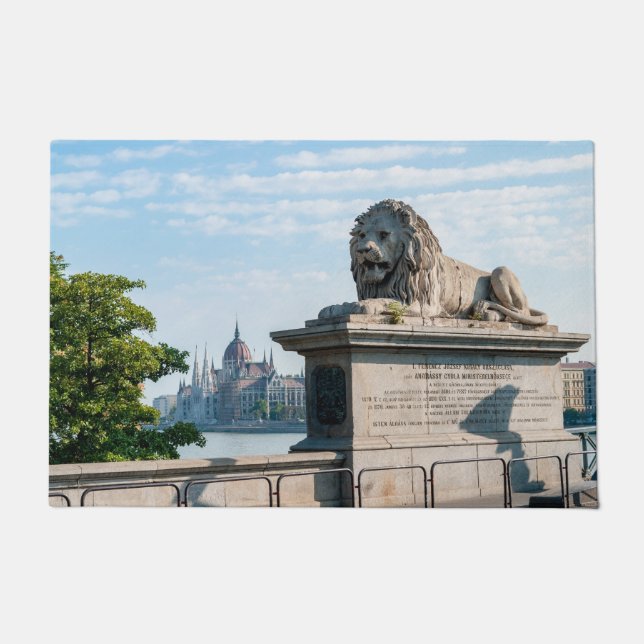 Szechenyi Chain Bridge en parlement van Boedapest Deurmat (Voorkant)