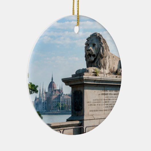 Szechenyi Chain Bridge en parlement van Boedapest Keramisch Ornament (Rechts)