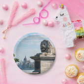 Szechenyi Chain Bridge en parlement van Boedapest Papieren Bordje (Feest)