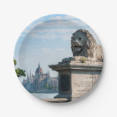 Szechenyi Chain Bridge en parlement van Boedapest Papieren Bordje (Voorkant)