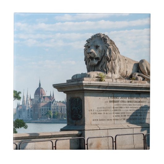Szechenyi Chain Bridge en parlement van Boedapest Tegeltje (Voorkant)