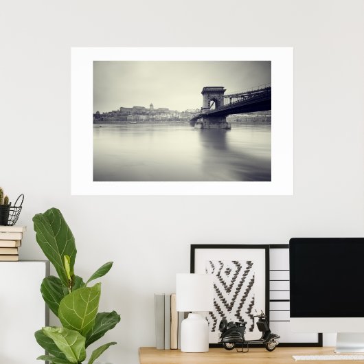 Szechenyi chain Bridge en Royal Palace Poster (Thuiskantoor)