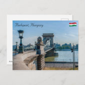 Szechenyi chain Bridge in Boedapest, Hongarije Briefkaart (Voorkant / Achterkant)