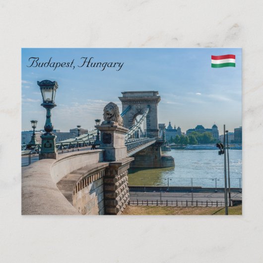 Szechenyi chain Bridge in Boedapest, Hongarije Briefkaart (Voorkant)