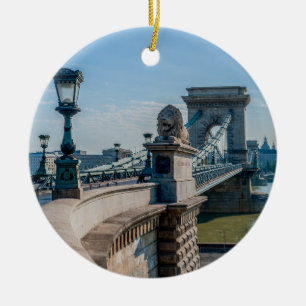 Szechenyi chain Bridge in Boedapest, Hongarije Keramisch Ornament