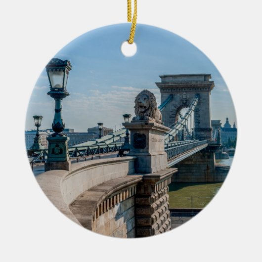 Szechenyi chain Bridge in Boedapest, Hongarije Keramisch Ornament (Voorkant)