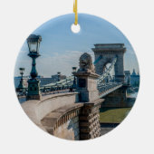 Szechenyi chain Bridge in Boedapest, Hongarije Keramisch Ornament (Achterkant)