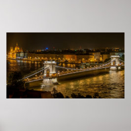 Széchenyi chain Bridge in Boedapest, Hongarije Poster