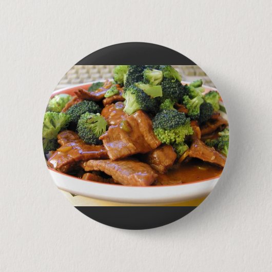 Szechwan Beef Broccoli Food Dinner Ronde Button 5,7 Cm (Voorkant)