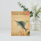  Szwaardvistype Vis Floral Frans Briefkaart (Staand voorkant)