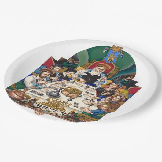 Szyk de familie bij de Seder Papieren Bordje (Gekanteld)