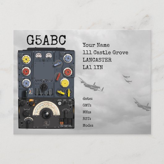 T1154 R1155 Avro Lancaster Bomber WWII Radio QSL Briefkaart (Voorkant)