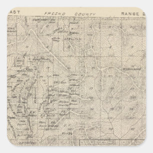 T1415S R2829E Tulare County Section Map Vierkante Sticker