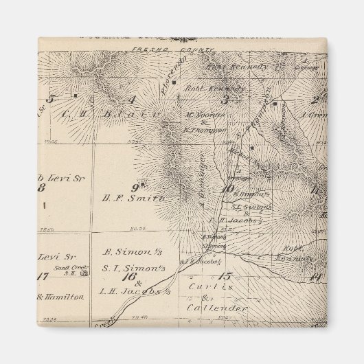 T15S R25E Tulare County Section Map Magneet (Voorkant)