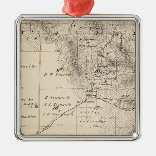 T15S R25E Tulare County Section Map Metalen Ornament (Voorkant)
