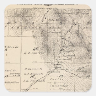 T15S R25E Tulare County Section Map Vierkante Sticker