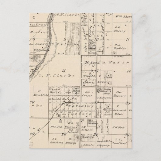 T16S R23E Tulare County Section Map Briefkaart (Voorkant)
