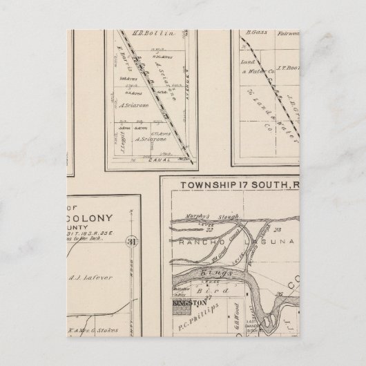 T17S R21E Tulare County Section Map Briefkaart (Voorkant)