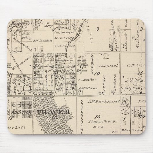 T17S R23E Tulare County Section Map Muismat (Voorkant)