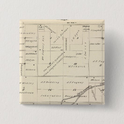 T17S R24E Tulare County Section Map Vierkante Button 5,1 Cm (Voorkant)