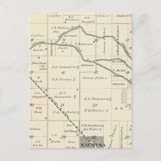 T17S R25E Tulare County Section Map Briefkaart (Voorkant)