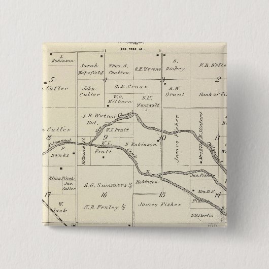 T17S R25E Tulare County Section Map Vierkante Button 5,1 Cm (Voorkant)