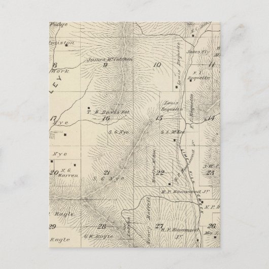 T17S R27E Tulare County Section Map Briefkaart (Voorkant)