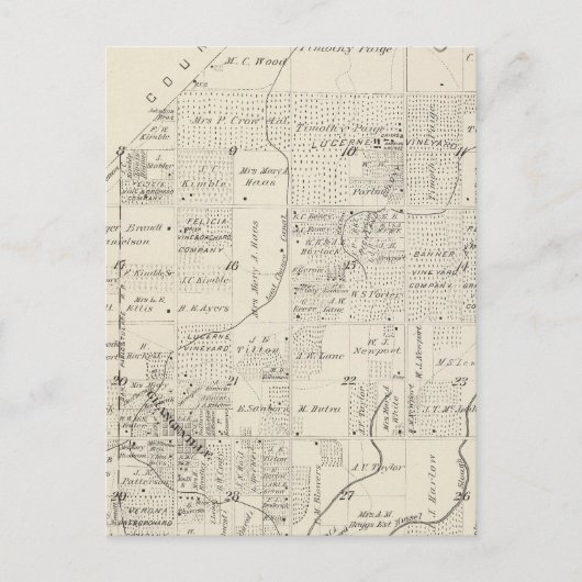 T18S R21E Tulare County Section Map Briefkaart (Voorkant)