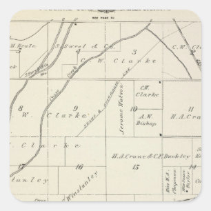 T18S R23E Tulare County Section Map Vierkante Sticker