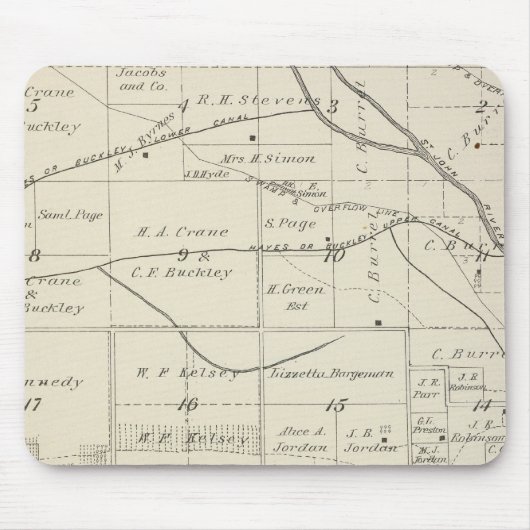 T18S R24E Tulare County Section Map Muismat (Voorkant)