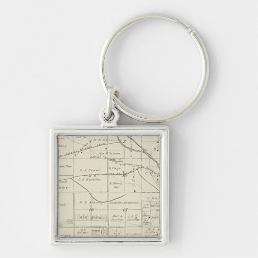 T18S R24E Tulare County Section Map Sleutelhanger (Voorkant)