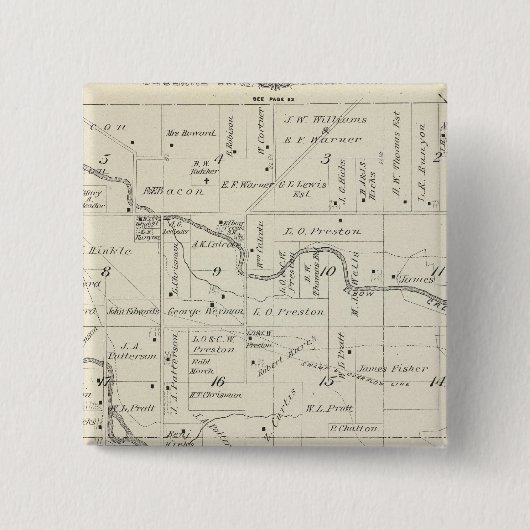 T18S R25E Tulare County Section Map Vierkante Button 5,1 Cm (Voorkant)