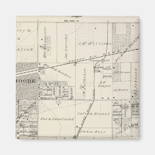 T19S R20E NE 1/4 Tulare County Section Map Magneet (Voorkant)